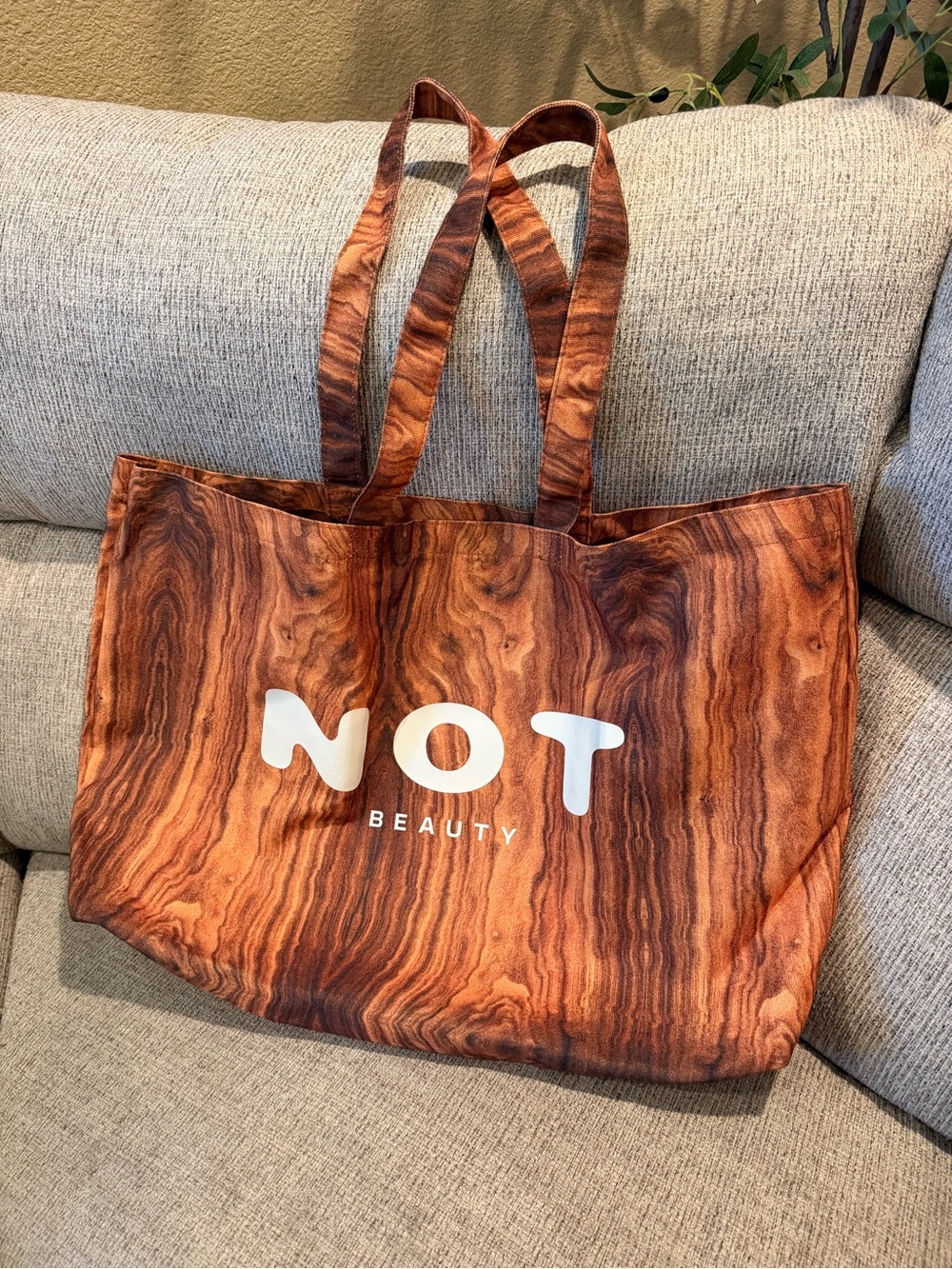 SZA Merch Tote Bag- NOT Beauty Woodgrain in Brown
